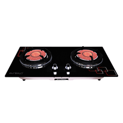 Bếp gas âm hồng ngoại Eurosun EU-GN08 mặt kính cường lực chịu nhiệt dày 8mm vát cạnh kiềng gang siêu bền chống trượt