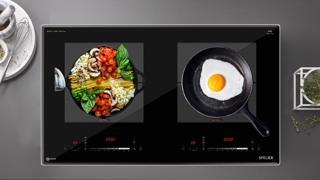 Bếp từ Spelier SPM-T75K-Plus Interver 2 vùng nấu âm tủ mặt kính Millennium