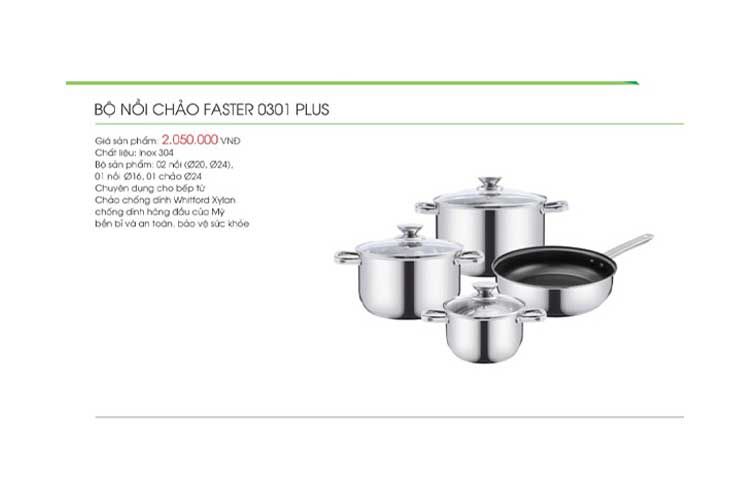 Bộ Nồi Chảo Faster 0301 Plus