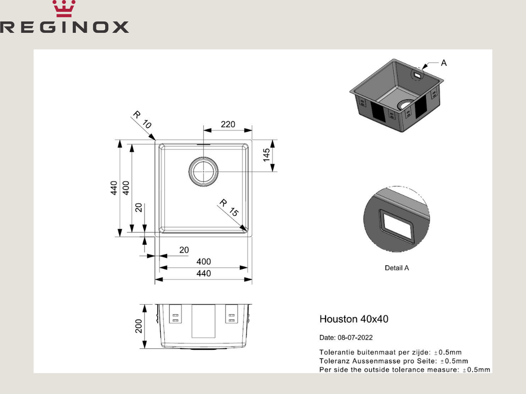 Chậu rửa inox Reginox R32848 1 hố