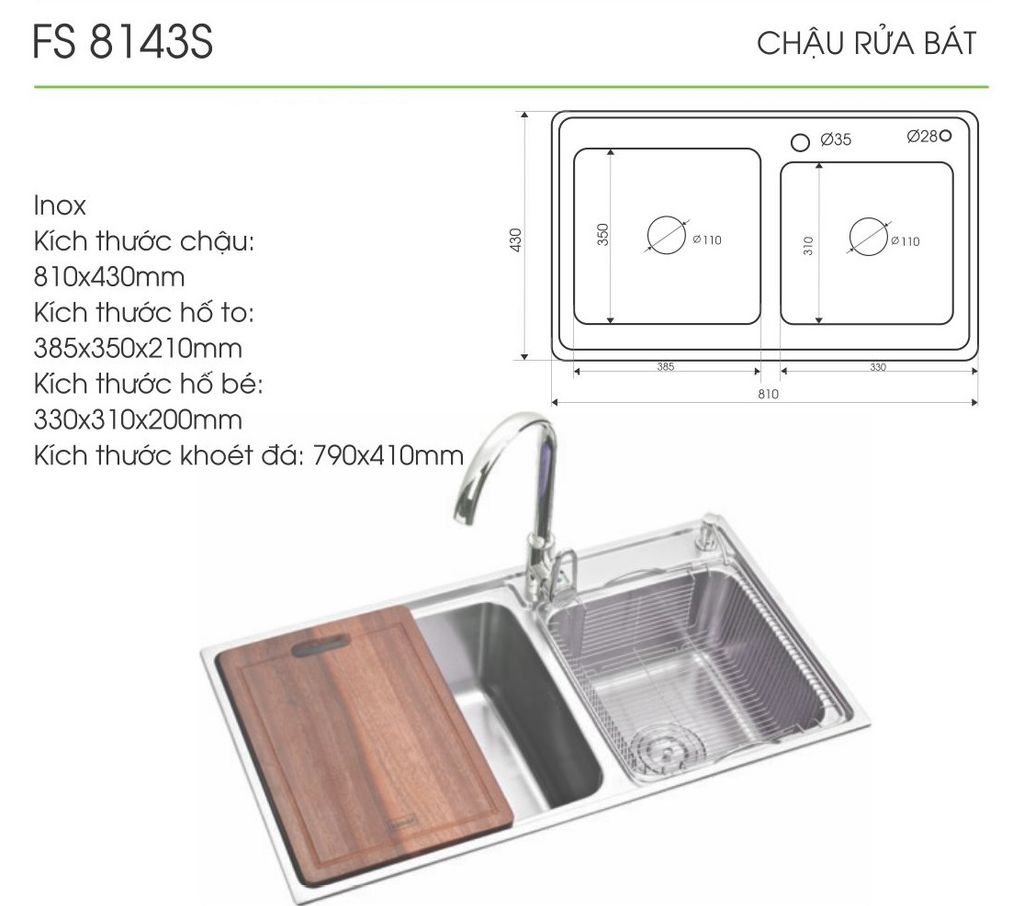 Chậu Rửa Bát Faster FS 8143S (2 Hố)