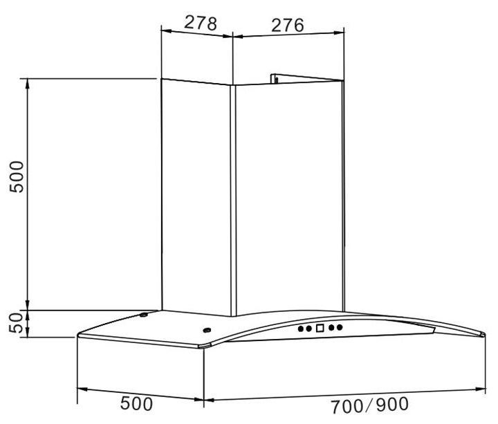 Máy hút mùi EH-90K27S 950M3 áp tường 3 tốc độ