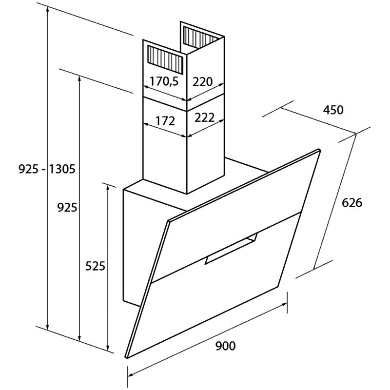 Máy hút mùi Spelier SP-728A áp tường hiệu suất hút tối đa 1023m3/h màng lọc hợp kim nhôm 5 lớp màn hình LCD cảm ứng