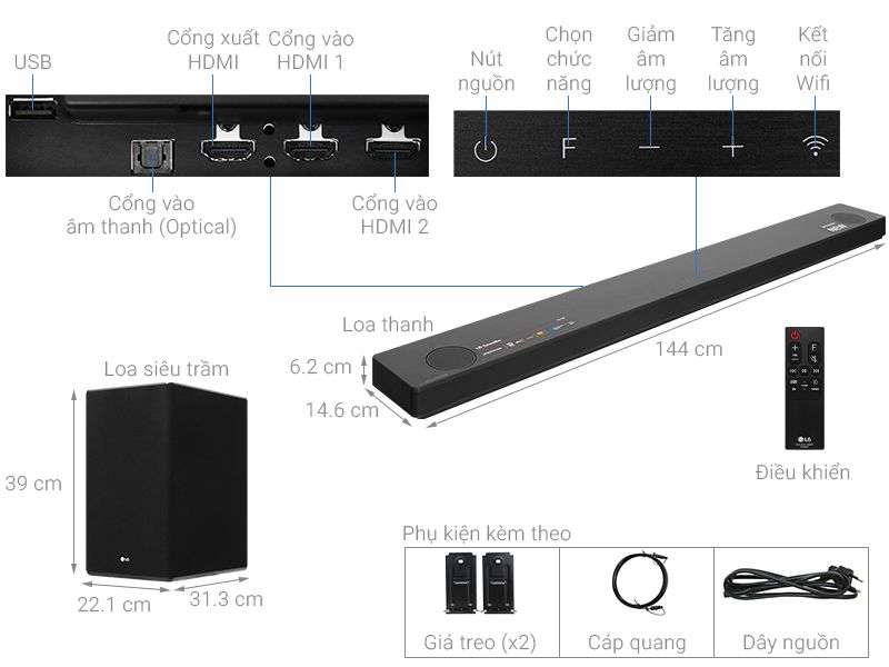 Loa thanh soundbar LG 5.1.2 SL10Y 570W