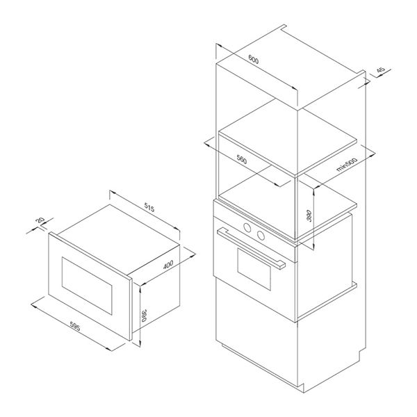 Lò vi sóng Malloca MW-927BG đen âm tủ nút bấm 27 lít