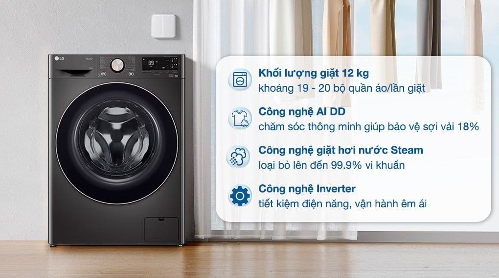 Máy giặt lồng ngang LG AI DD Inverter 12Kg FV 1412S3BA