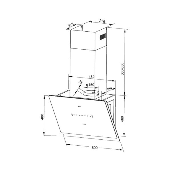 Máy hút mùi Malloca MC-9086HS áp tường cảm ứng 3 tốc độ