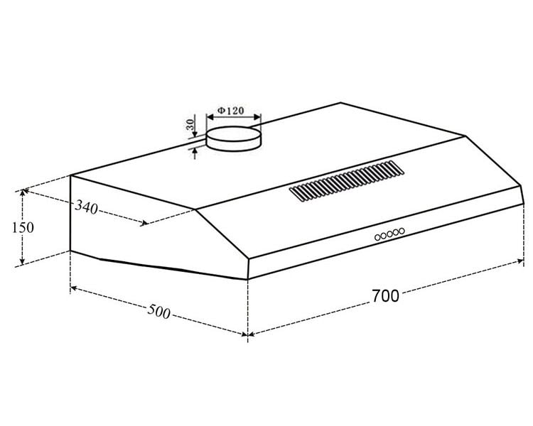 Máy hút mùi Eurosun EH-70CF19B cổ điển 3 tốc độ
