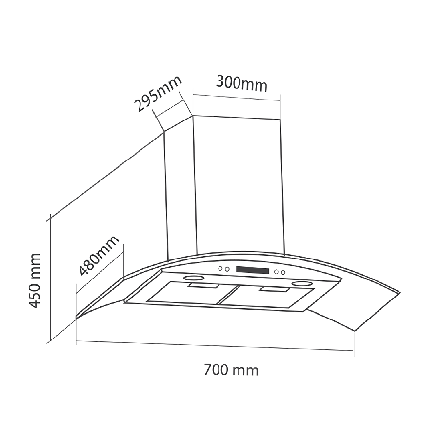 Máy hút mùi Eurosun EH-70K15E tum kính 3 tốc độ