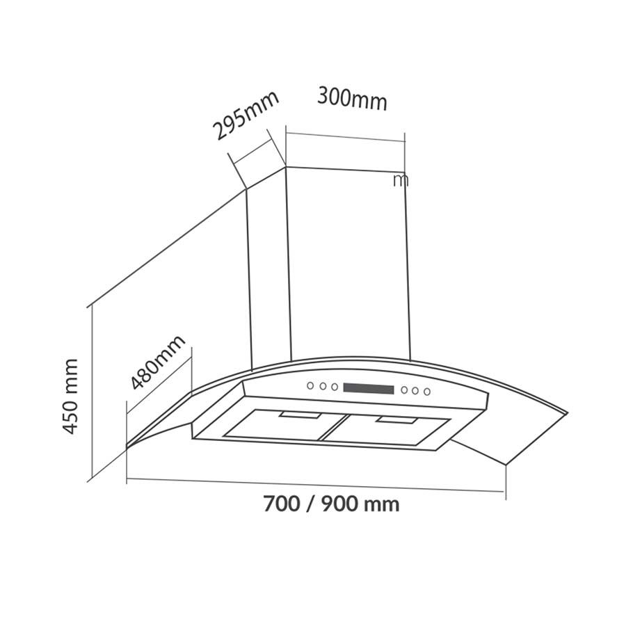 Máy hút mùi Eurosun EH-90K11E tum kính 3 tốc độ