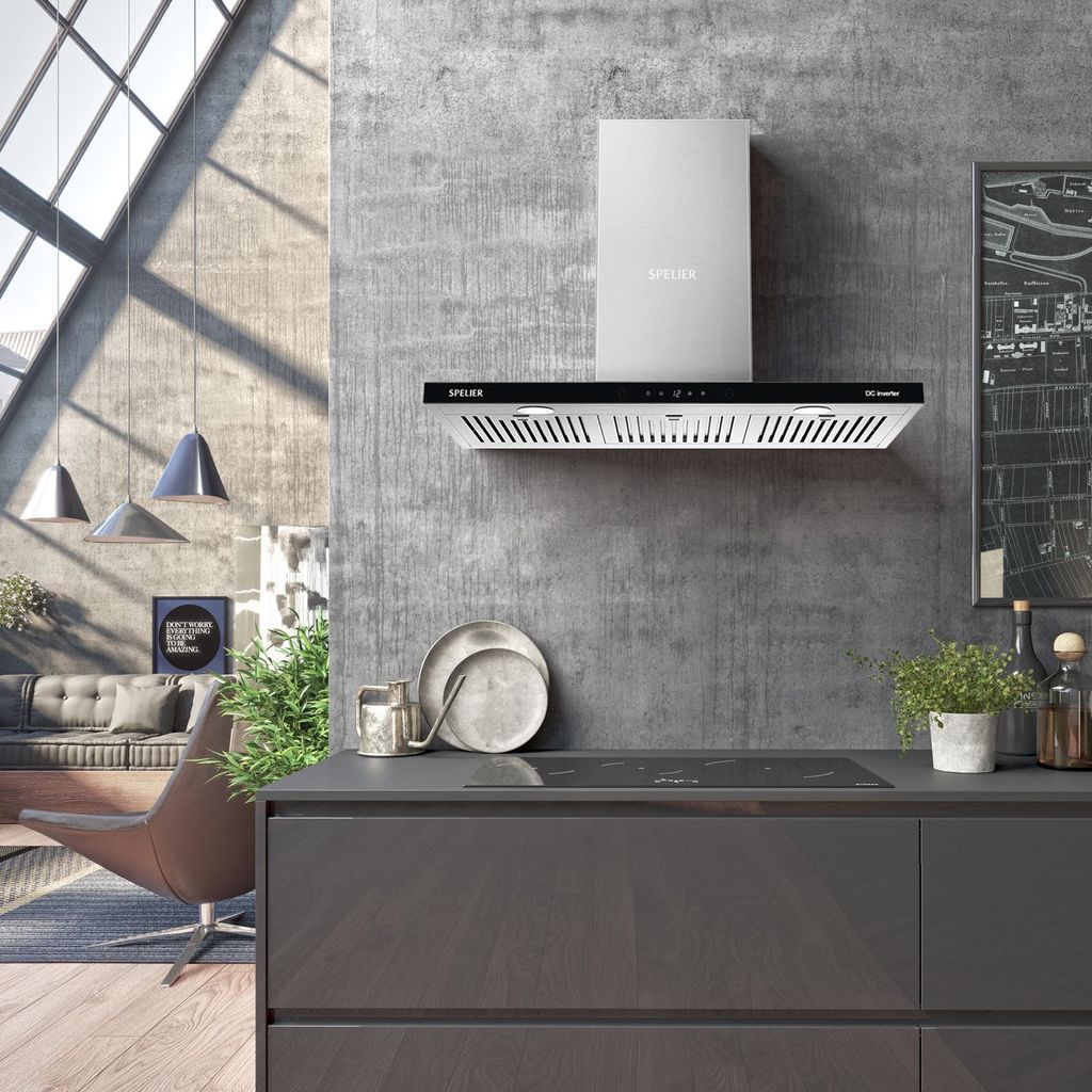 Máy hút mùi Spelier SP-110DC-90cm DC INVERTER 90W lọc than hoạt tính cảm ứng 24 cấp độ hiệu suất hút tối đa 1023m3/h