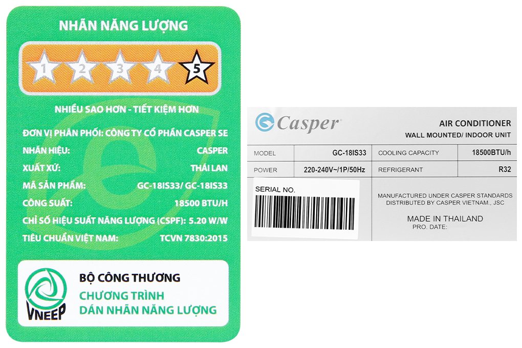 Máy Lạnh Casper Inverter 2 HP GC-18IS33