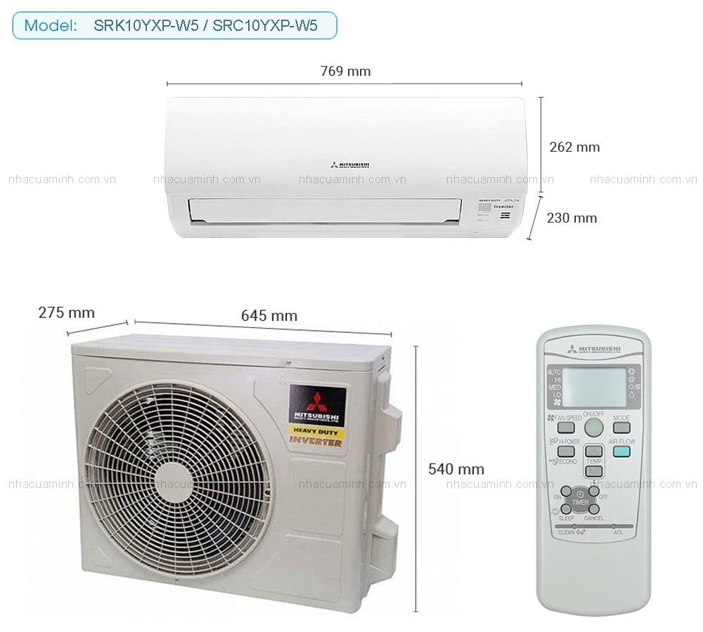 Điều hòa 1 chiều Inverter Mitsubishi Heavy SRK10YXP-W5/SRC10YXP-W5