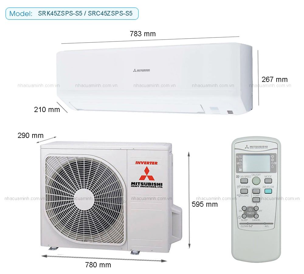 Điều hòa Mitsubishi 2 chiều SRK45ZSPS-S5/SRC45ZSPS-S5