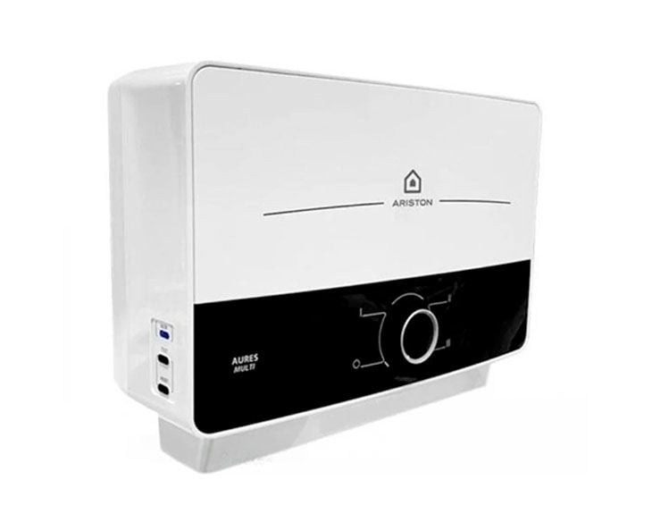 Bình Nóng Lạnh Ariston AURES ME 6 6000W Trực Tiếp Đa Điểm Áp Suất Tối 8 Bar Van An Toàn