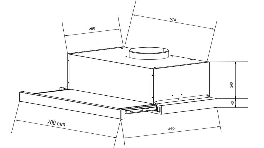 Máy hút mùi Eurosun EH-70AF86W âm tủ 3 tốc độ