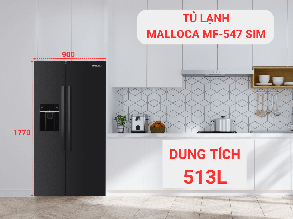 Tủ lạnh Side by Side Malloca MF-547SIM side by side 513 lít âm tủ