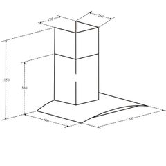 Máy hút mùi Eurosun EH-70K10S Máy hút mùi áp tường 3 tốc độ