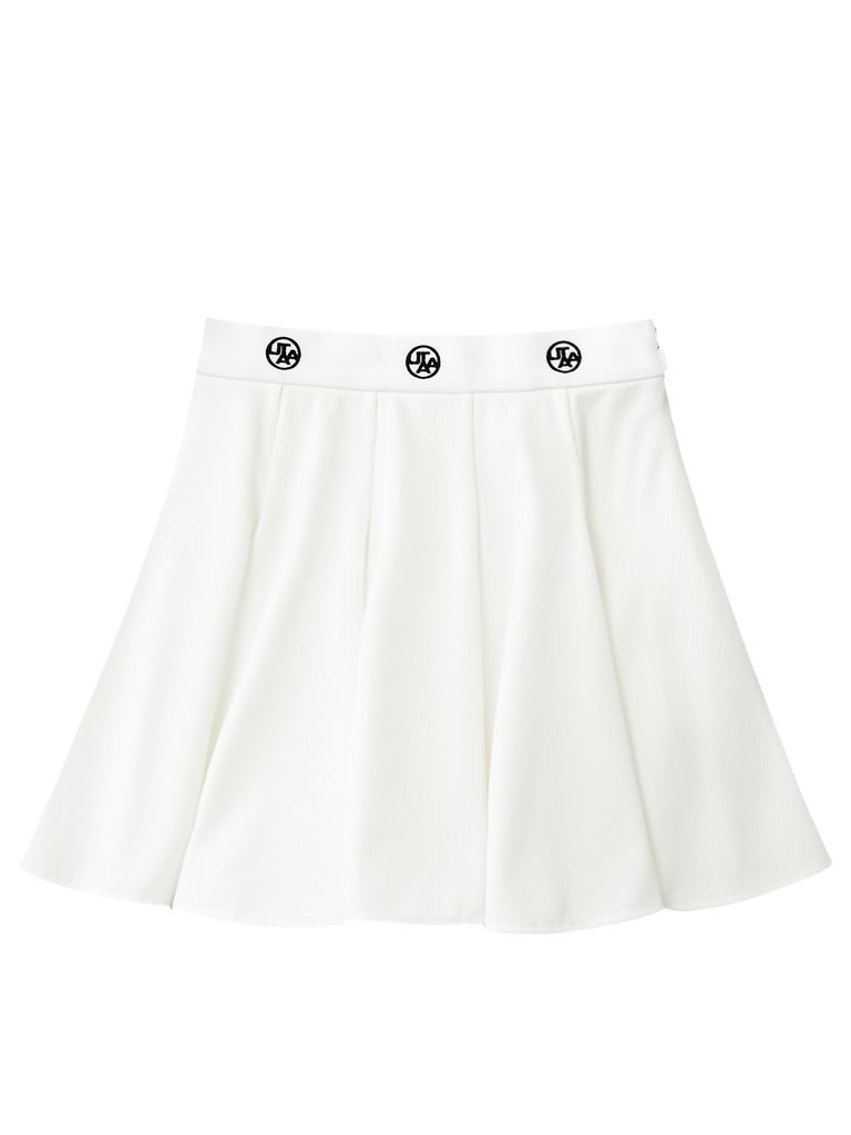UTAA Triple Tiny Logo Flare Skirt : White