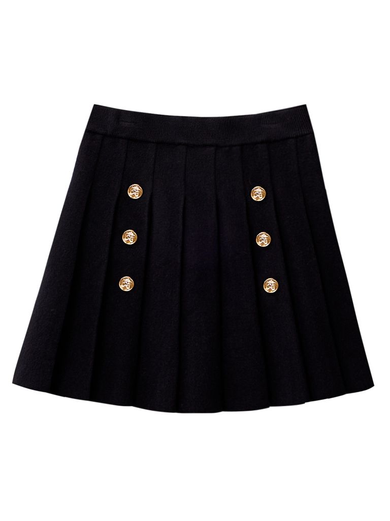 UTAA Gold Scudo Ring Panther Knit Flare Skirt : Black