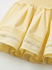 UTAA Lace Stripe Shirring Skirt : Yellow