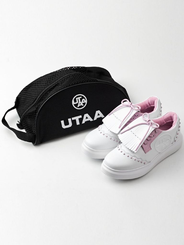 UTAA Stud Derby Kiltie Golf Sneakers : Women's Light Pink