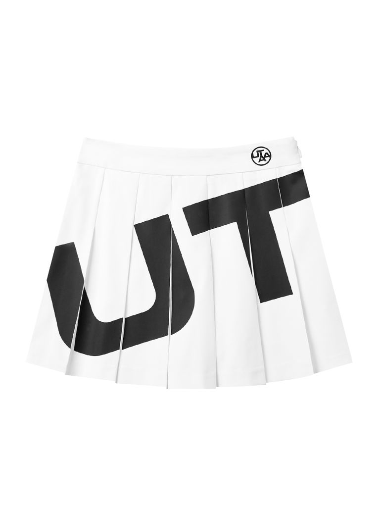 UTAA Mont Bulk Logo Pleats Skirt : White