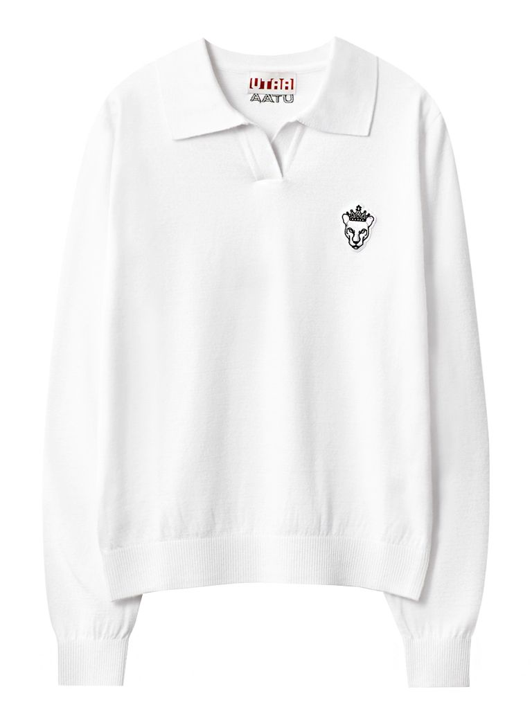 UTAA Panther Openneck Knit Pullover : Women's White