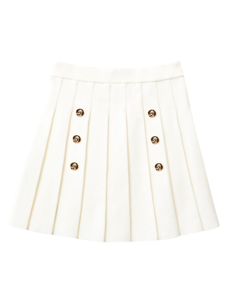 UTAA Gold Scudo Ring Panther Knit Flare Skirt : White