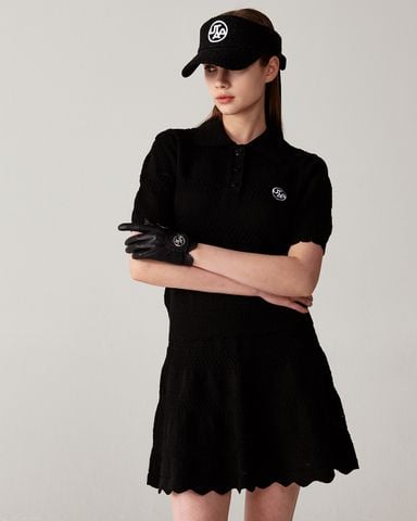 UTAA Twin Ruffle Knit PK Sleeve : Women's Black