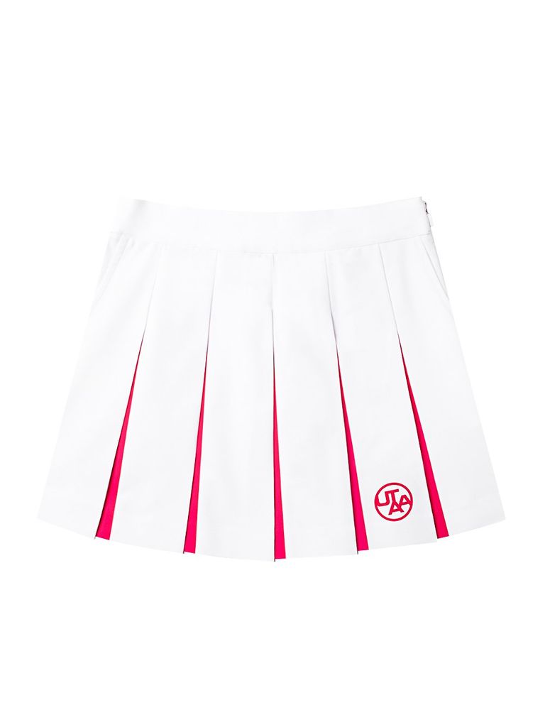 UTAA Sign Hidden Color Pleats Skirt : White