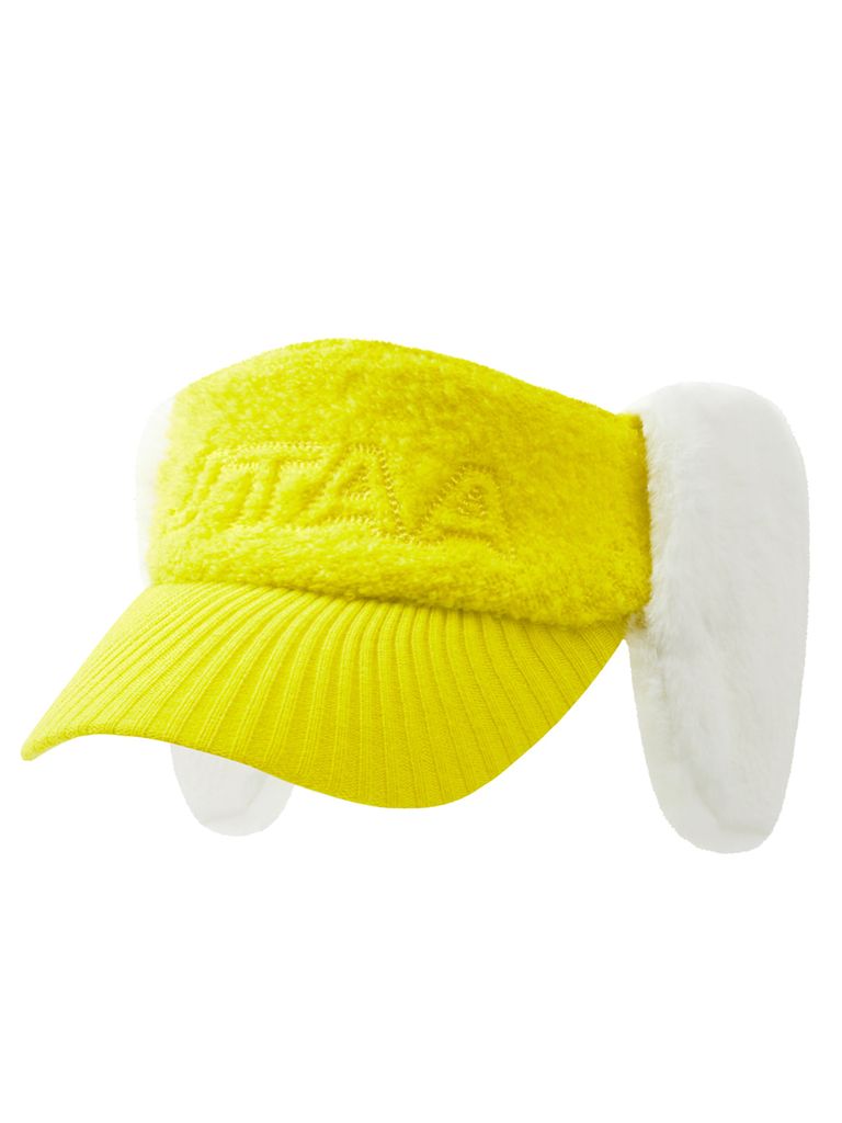 UTAA Stitch Alpaca Knit Fur Visor : Women's Yellow