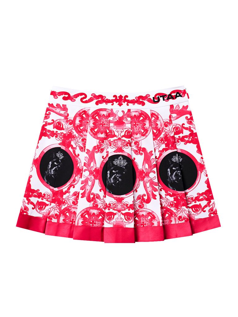UTAA Sequence Baroque Graphic Pleats Skirt : Pink