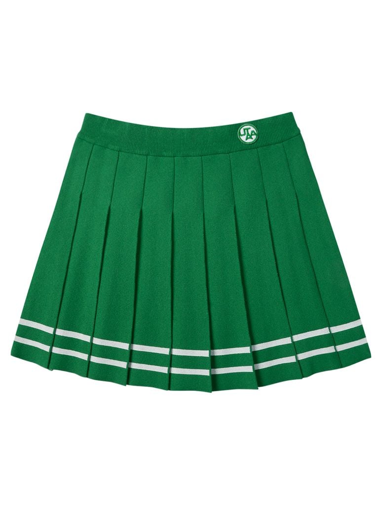UTAA Classy Stripe Knit Flare Skirt : Women's Green