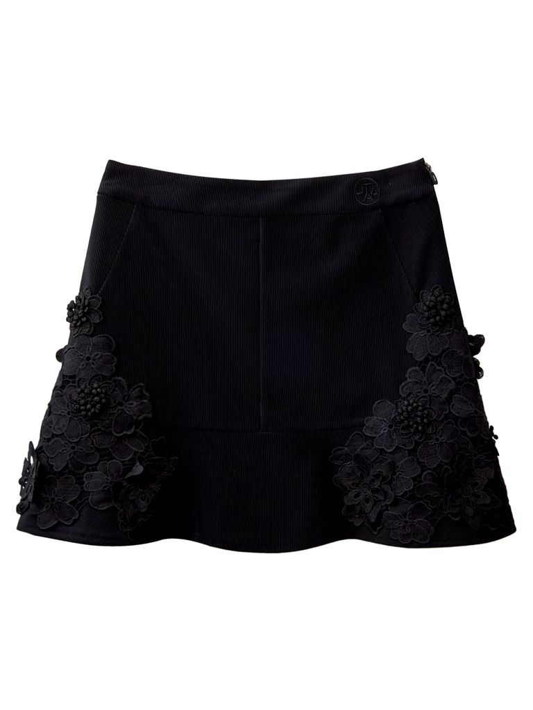 UTAA Flower Lace Half Flare  Skirt: Women's Black