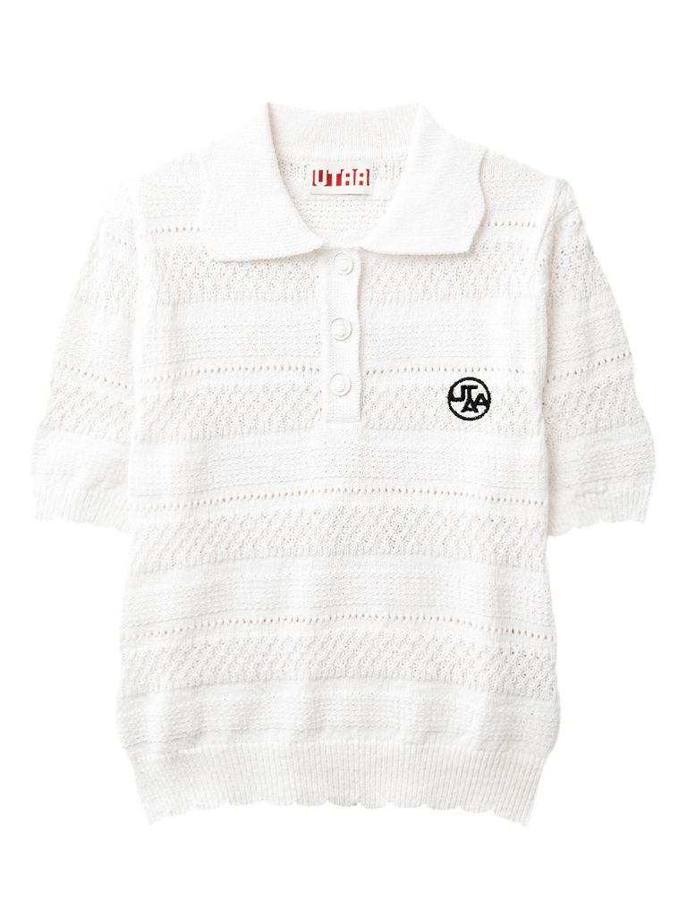 UTAA Twin Ruffle Knit PK Sleeve : Women's White