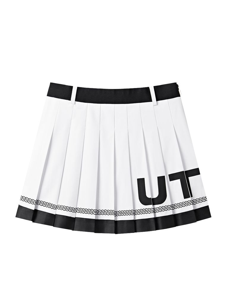 UTAA Panther Chain Pleats Skirt : White