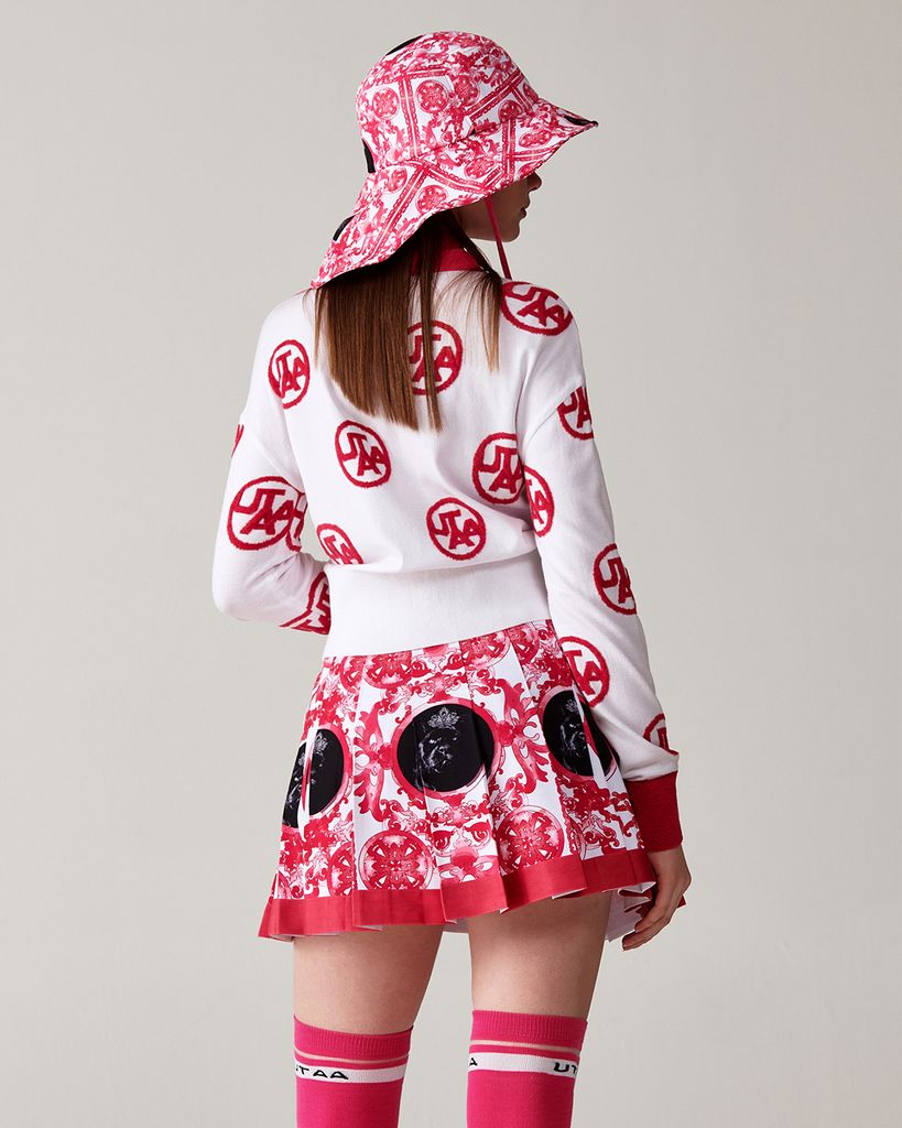 UTAA Chenille Color Symbol Cardigan : Women's White