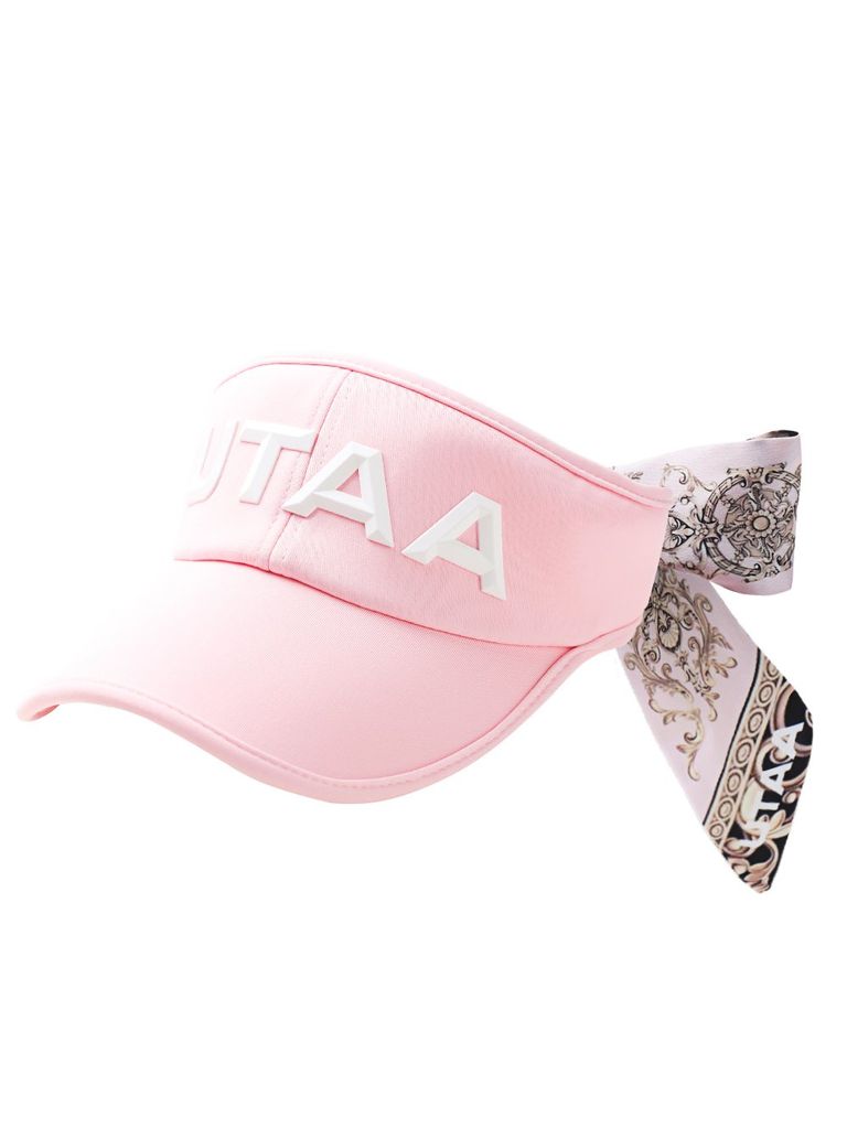 UTAA Color Pearl Baroque Figure Ribbon Sun Visor : Women's Light Pink