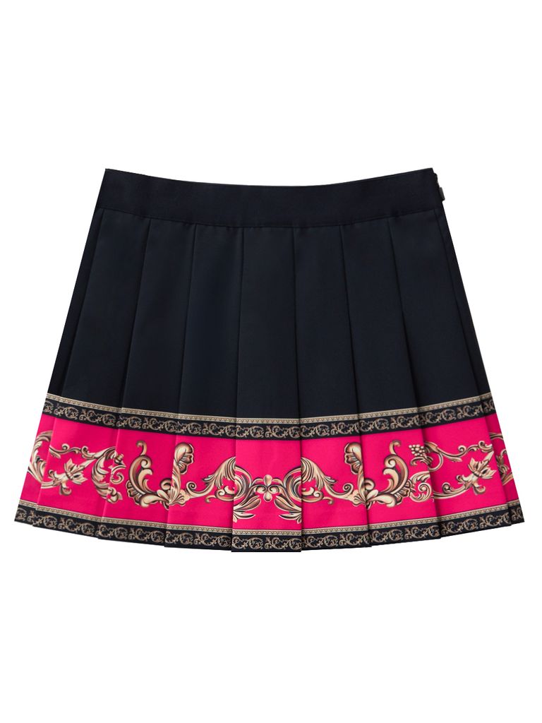 UTAA Neon Golden Baroque Flare Skirt : Pink