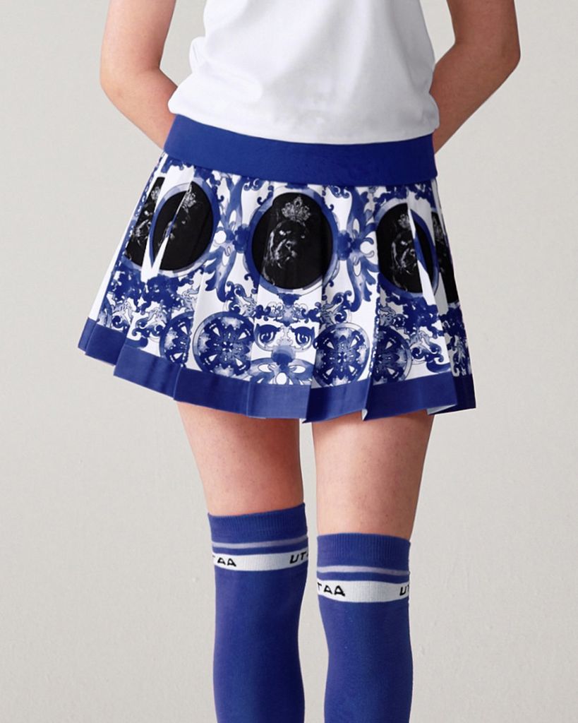 UTAA Sequence Baroque Graphic Pleats Skirt : Blue
