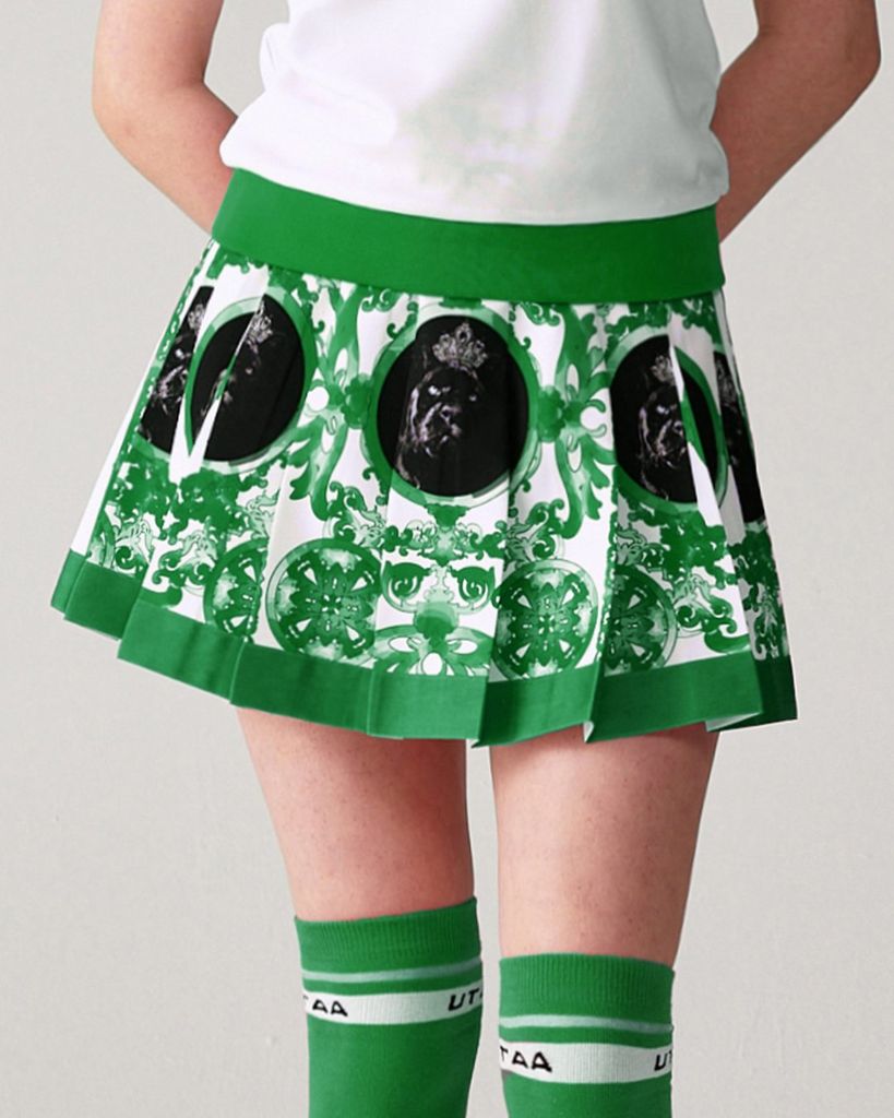 UTAA Sequence Baroque Graphic Pleats Skirt : Green