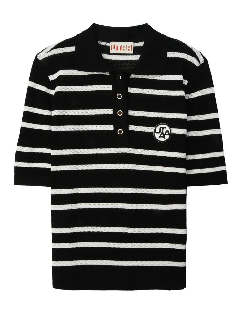 UTAA Putt Stripe Knit PK T-Shirts : Women's Black