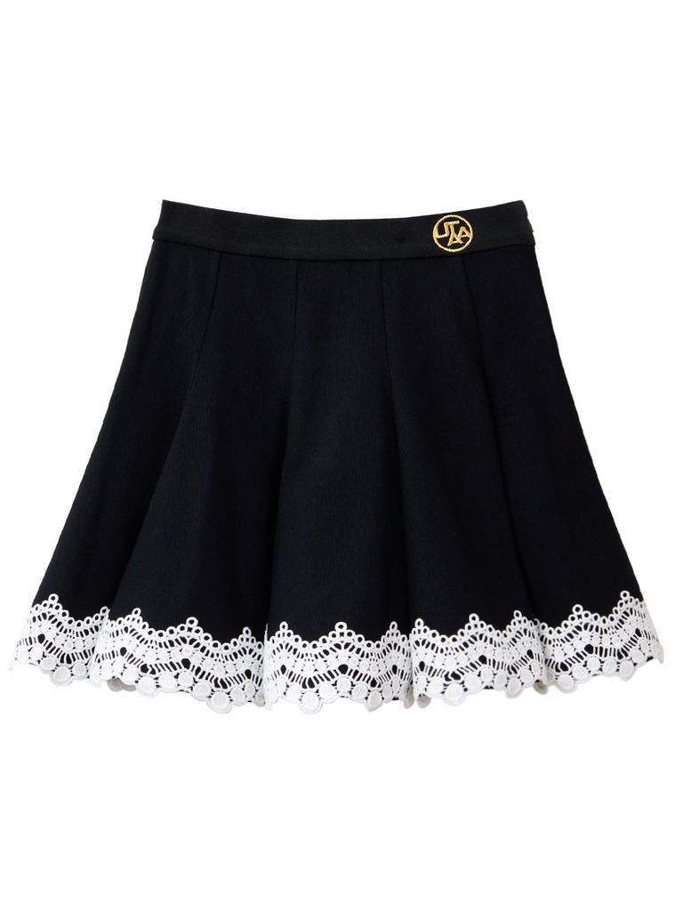 UTAA Punching Lace Flare Skirt : Black