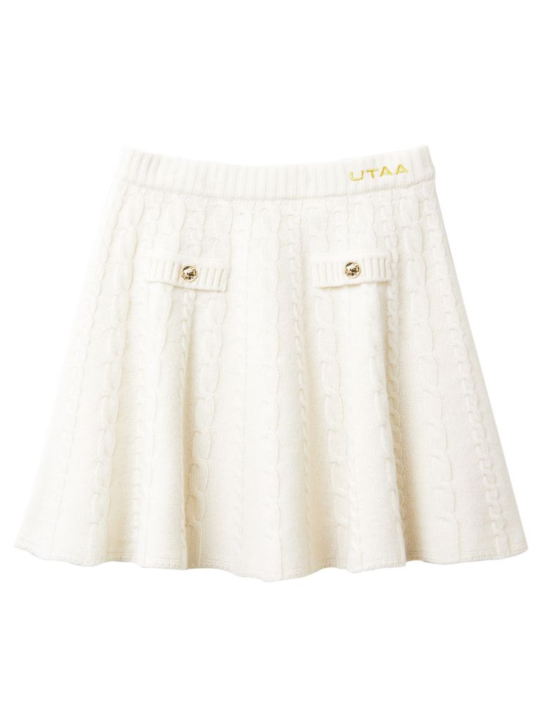UTAA Ducat Wool Knit Flare Skirt : Ivory