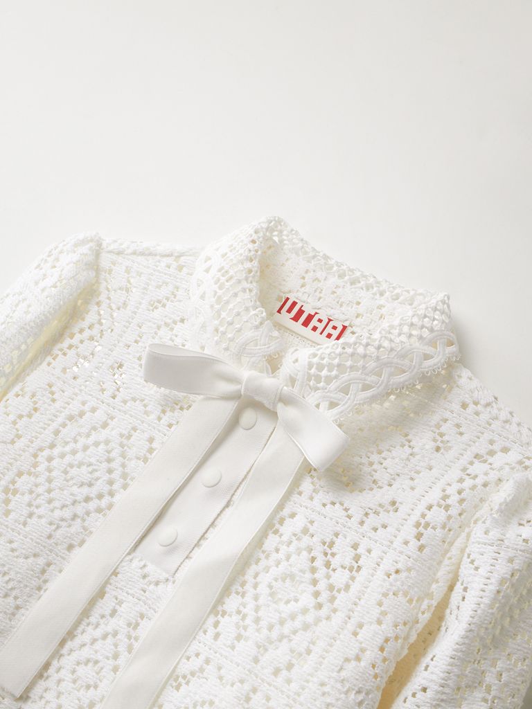 UTAA Pixel Tile Ribbon Lace Sleeve : White