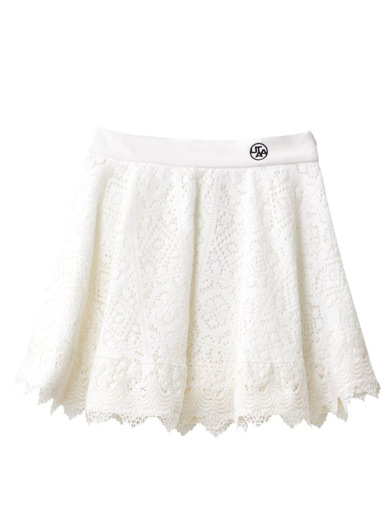 UTAA Pixel Tile Lace Flare Skirt: White