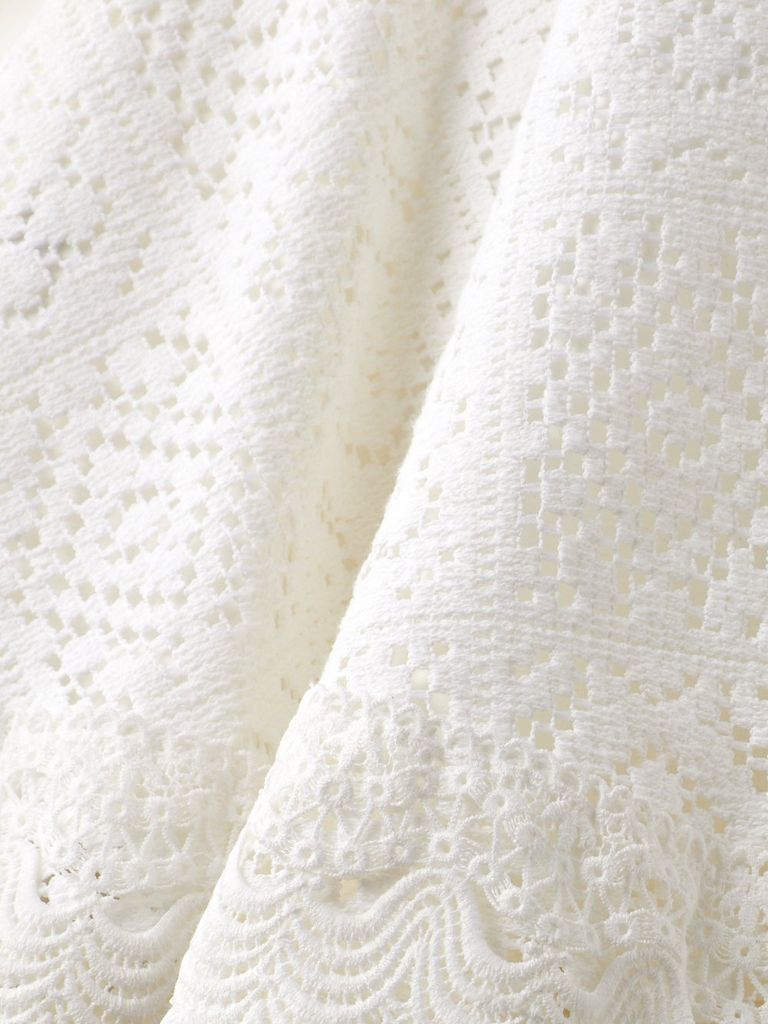 UTAA Pixel Tile Lace Flare Skirt: White