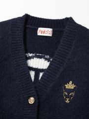 UTAA Gold Crown Panther Knit Cardigan : Women's Navy