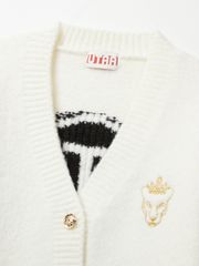UTAA Gold Crown Panther Knit Cardigan : Women's White